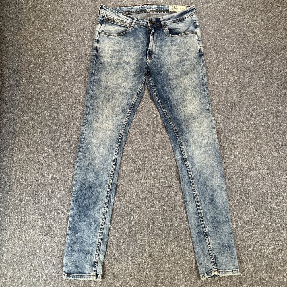 Zara Man Jeans Men's 31x30 Light Wash Skinny Fit Distressed Denim Pants